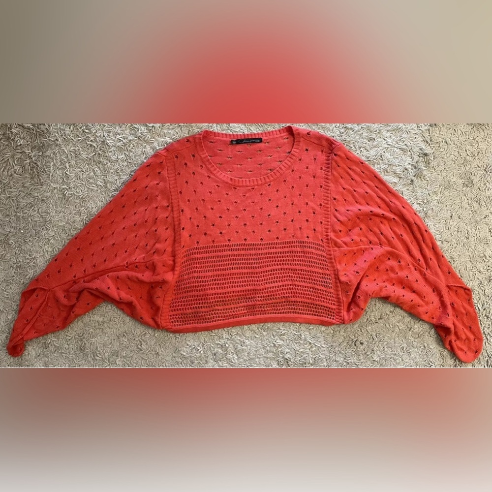 PATTERSON J KINCAID orange red cropped knit dolman sleeve sweater top small s